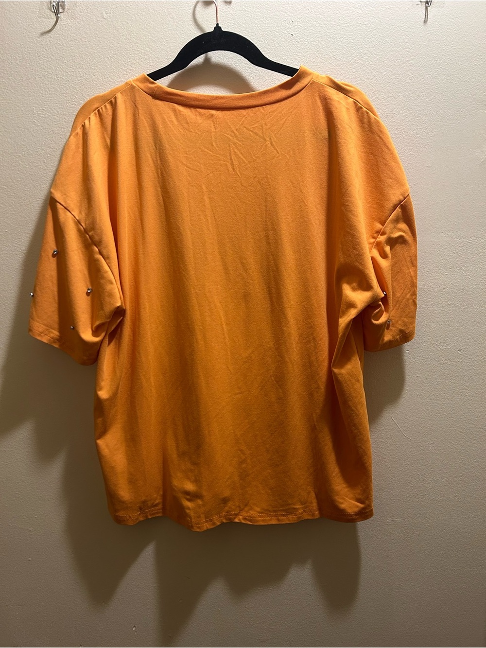 Women’s Orange Short-Sleeve Top with Stud Detail